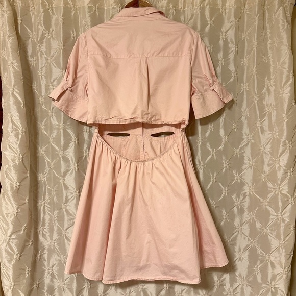 Self Portrait Pink Cutout Mini Lace Applique Trim Collared Mini Dress Mod - Picture 5 of 16